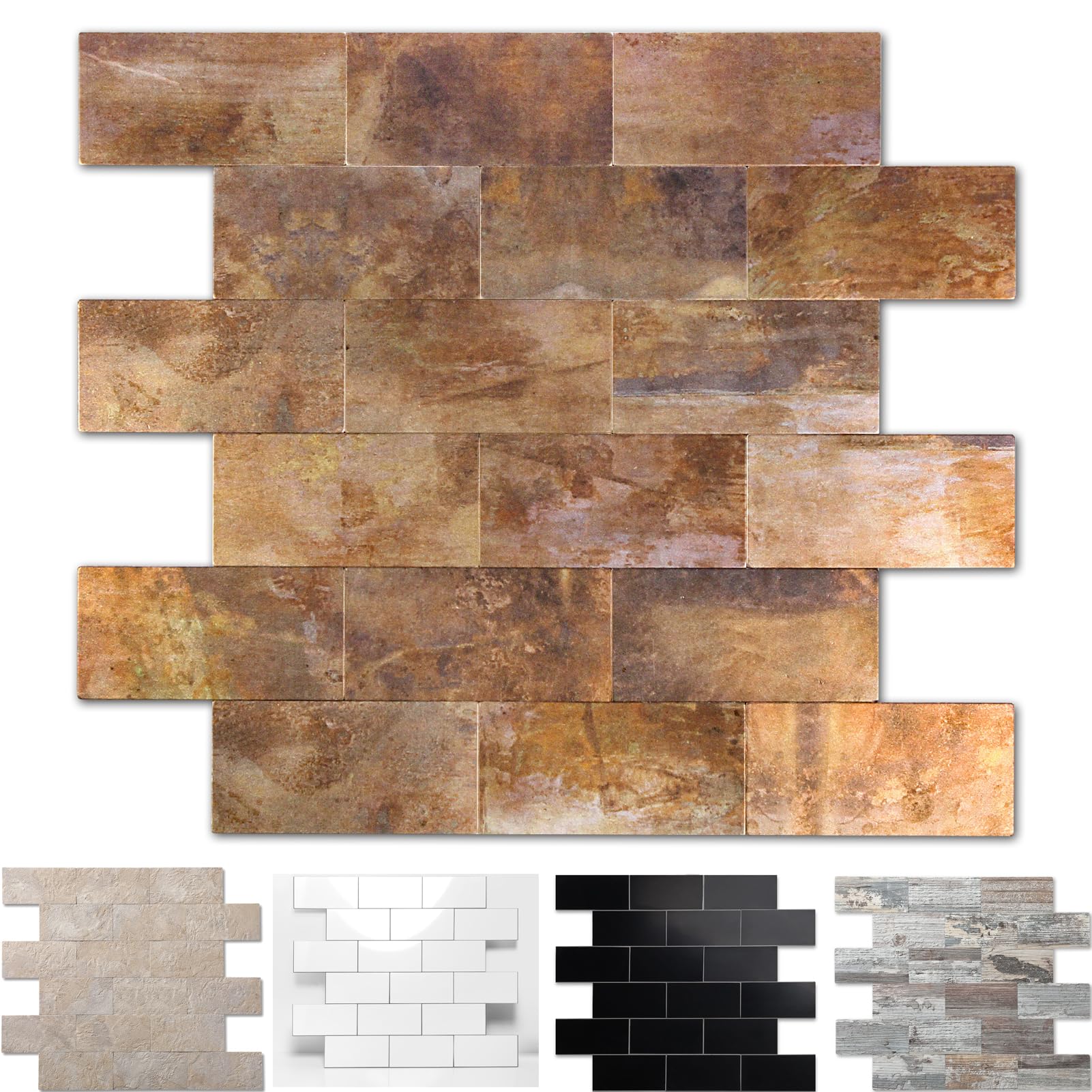 Photo 1 of 10-Pack Peel and Stick Tile Backsplash 12"X12" PVC Wall Tiles, Stick on Backsplash for Kitchen, Bathroom Tile, Fireplace Décor, Laundry Table, Stair Decals in Copper Metal