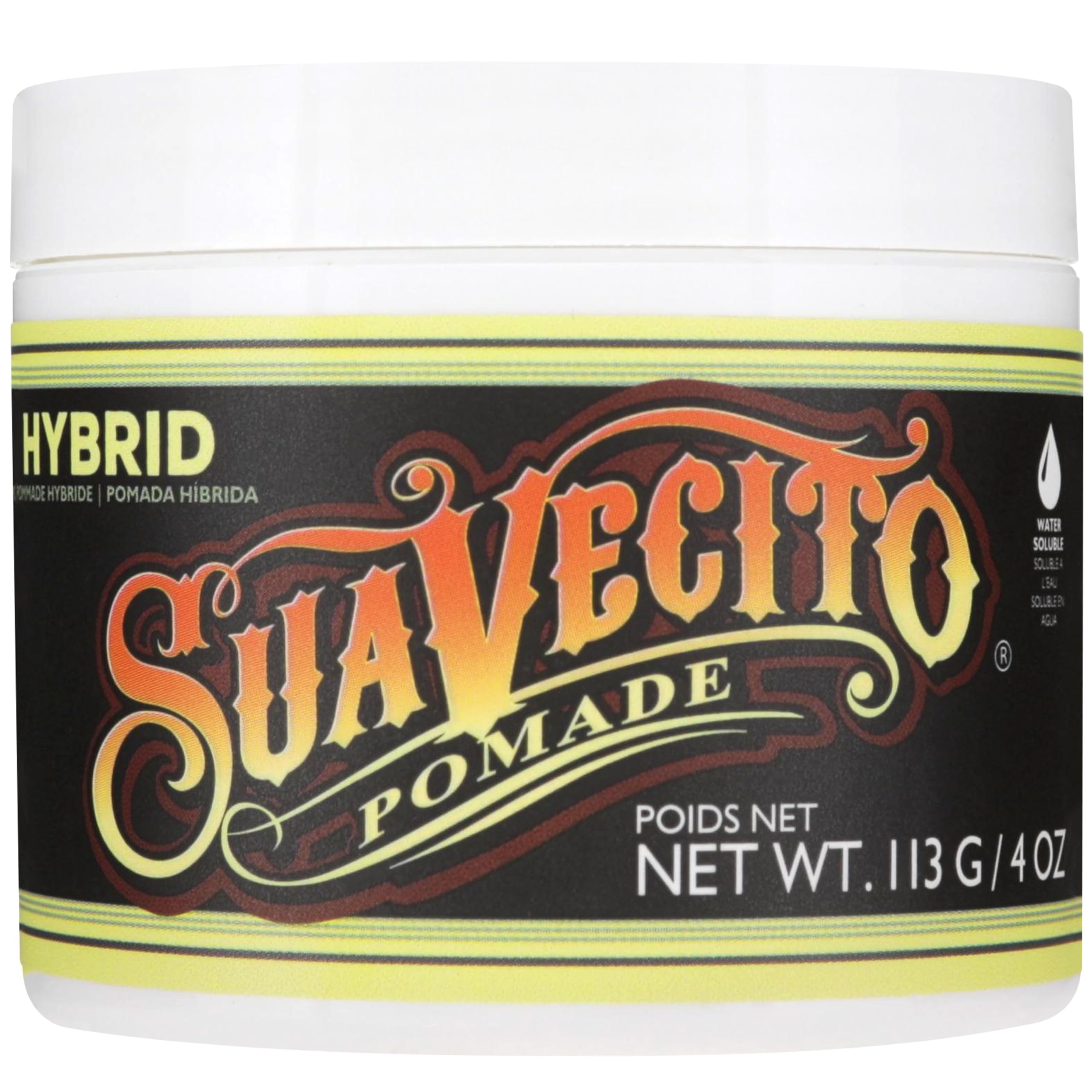 Suavecito Hybrid Hair Pomade For Men, Medium Hold High Shine Hybrid Oil and Water Based Pomade, Reworkable 4oz/113g