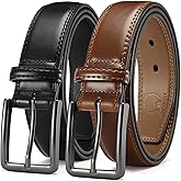 CHAOREN Leather Dress Belt Men 2 Pack - 1 3/8" Mens Belts for Work Business Casual Jeans