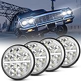 5.75" (5-3/4) Inch Round LED Headlight Hi-lo Beam+DRL+Turn Signal for Muscle Car/Sports Car/Truck/Tractor 35W SAE Sealed Beams Compatible with Chevy Impala/Corvette/El Camino/Firebird/Pontiac GTO