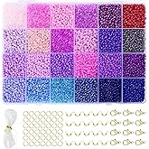 Vtssvow 3mm Glass Seed Beads for Bracelets Making, 24 Colors 10000pcs Friendship Bracelet Making Kit, Small Glass Beads for Jewelry Making (Mix 24 Color, Purple)