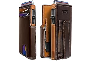 miyozi Men Wallet,with Money Clip Coins Pocket ID Window,Slim Front Pocket RFID Blocking Pop-up Card Holder 3.9"x 2.7", Gift Boxed