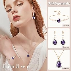 Linawe Amethyst Crystal Chain Necklace for Women