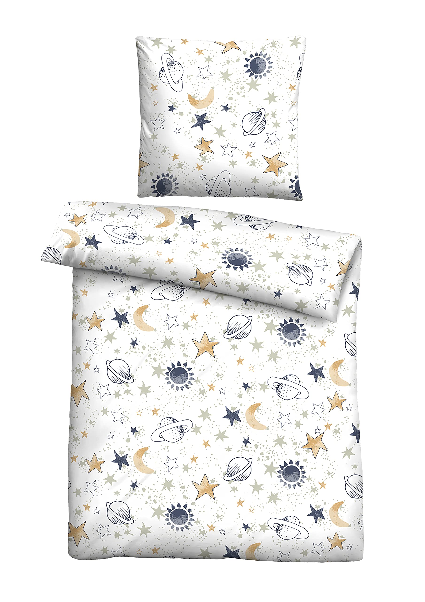 biberna 0004645 Flannelette Bed Linen Set with Pillowcase 1x 100 x 135 cm and 1x 40 x 60 cm White