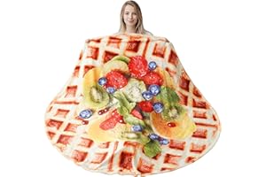 BATTILO HOME Novelty Waffle Blanket Funny Soft Flannel Fruit Cookie Blankets for Kids Pets Friends Couch Bed Sofa Travel, Diameter 47 inch