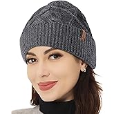 OUTDOOR SHAPING Merino Wool Beanie, Unisex Cable Knit Hat, Daily Rib Cuff Beanie, Warm Winter Cap