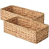 StorageWorks Toilet Tank Basket for Bathroom, Water Hyacinth Storage Baskets for Toilet Tank Top, 2-Pack