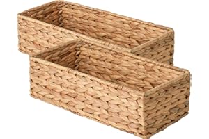 StorageWorks Toilet Tank Basket for Bathroom, Water Hyacinth Storage Baskets for Toilet Tank Top, 2-Pack