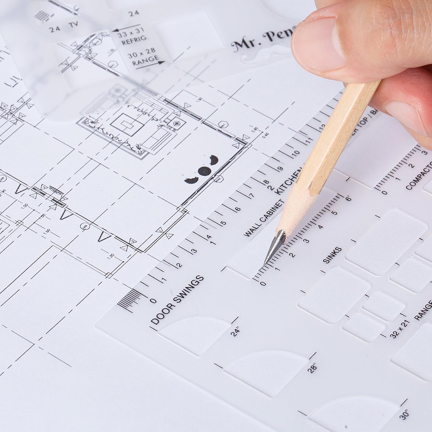 Mr. Pen House Plan, Interior Design and Furniture Templates, Drafting Tools and Ruler Shapes for Architecture - Set of 3: Arts, Crafts & Sewing
