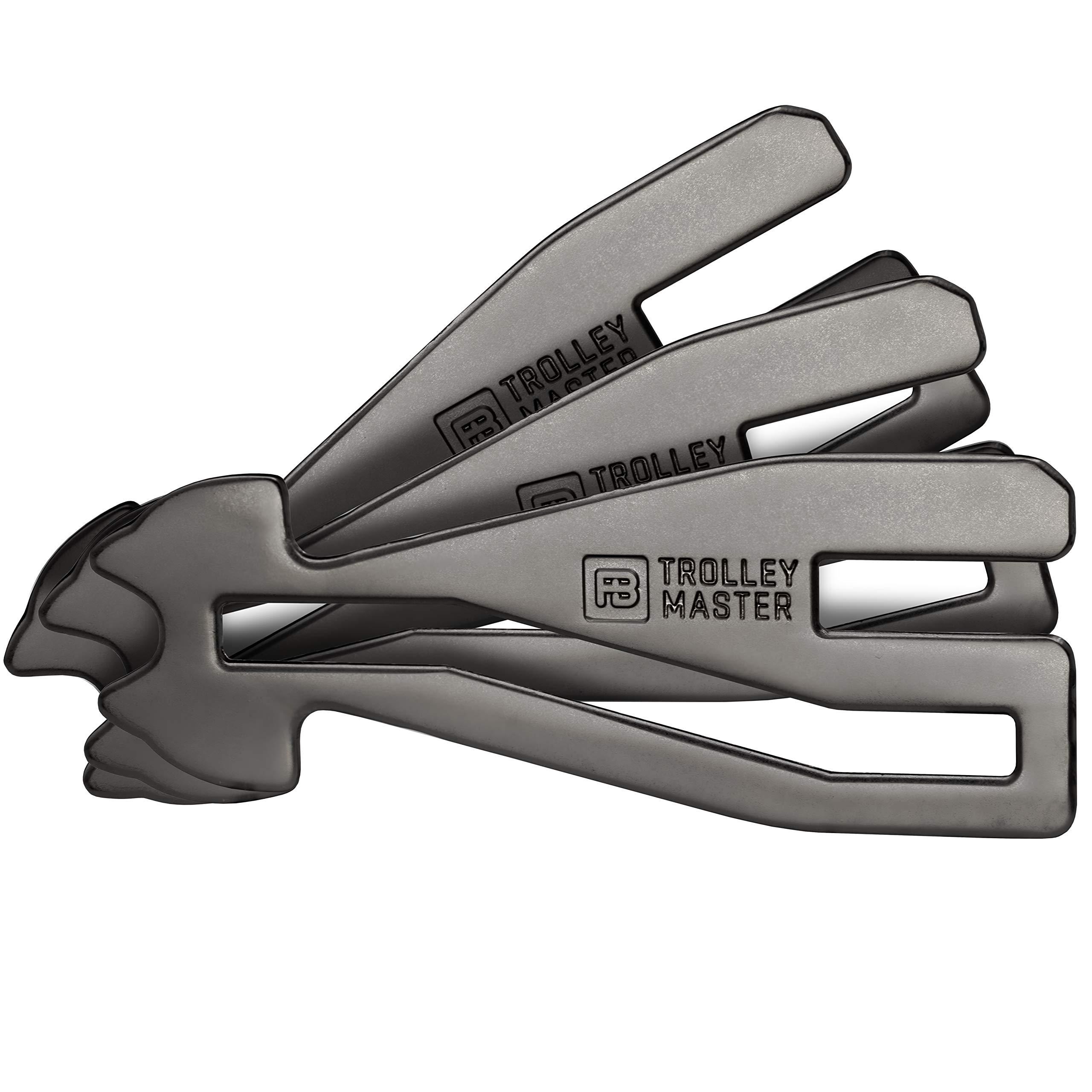 FABACH Black Trolley Master Shopping Trolley Remover for All Shopping Carts – Opens Front Loader and Side Drawer Systems – Removable Shopping Trolley Token Shopping Chip Keyring Made of Metal, black