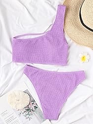 YIMISAN Womens Bikini Sets One Shoulder Top with