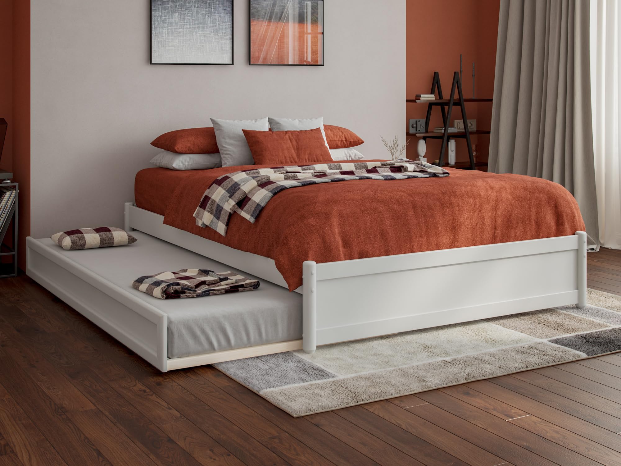 Photo 1 of **PARTIAL SET (TRUNDLE ONLY) BOX 1 OF 2** AFI, Barcelona Full Panel Platform Bed with Twin Trundle, White