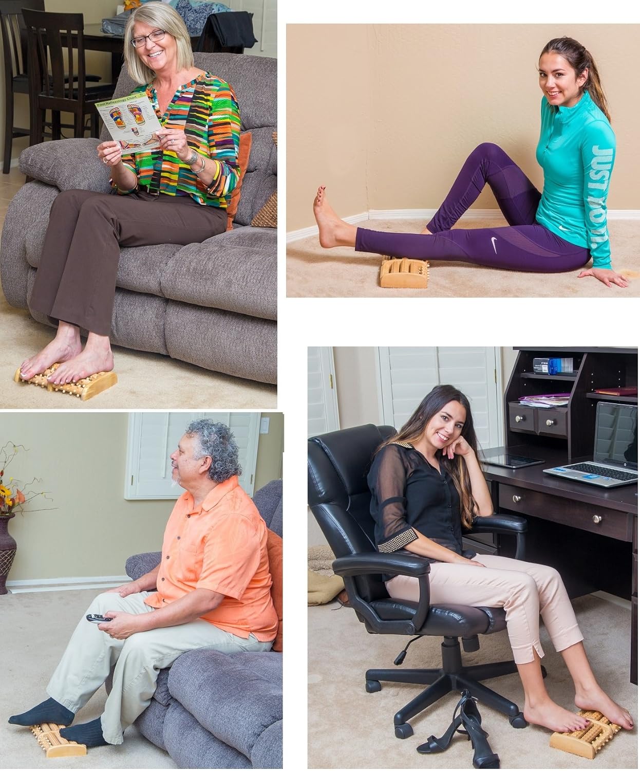 TheraFlow Large Dual Foot Massager Roller - Plantar Fasciitis, Heel, Arch Pain Relief -Enhanced Model 2019- Laminated Foot Chart & Detailed Instructions Included - Stress Relief, Relaxation Gift: Health & Personal Care