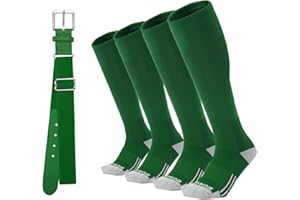 BUAVBO Toddler Baseball/Softball Socks And Belt Combo Kids T-Ball Socks For Youth Boys Girls(2 Pairs Of Socks & 1 Belt)