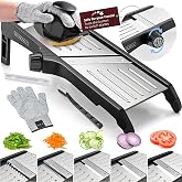 Gramercy Mandoline Food Slicer With 12 Slice Settings, LITE Edition | Vegetable Cutter, Potato Slicer, Mandolin for Kitchen, Veggie Cutter, Cucumber Tool - Comes a Pair of Cut-Resistant Gloves