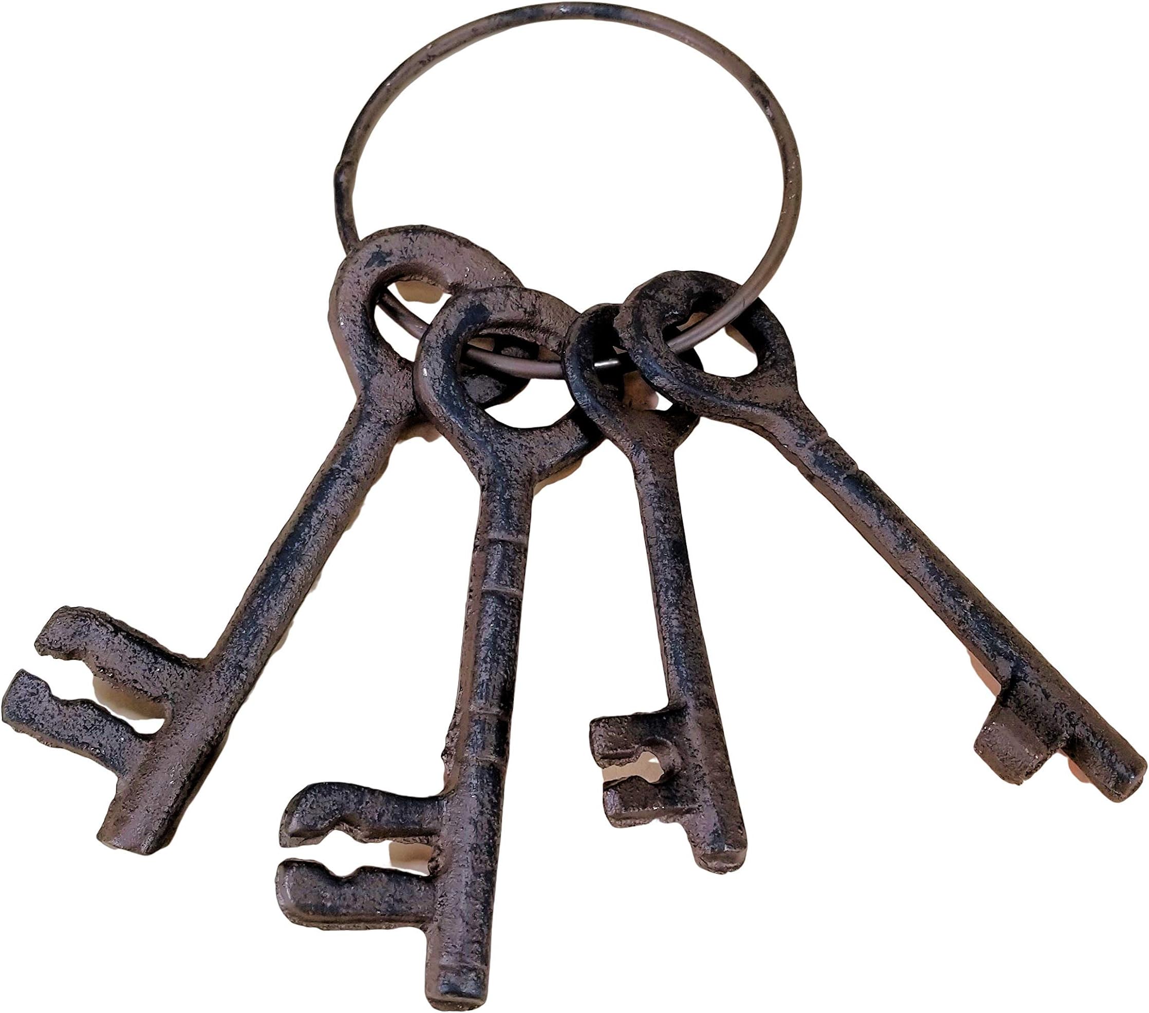 Heavy Cast Iron Jailors Skeleton 4 Key Set