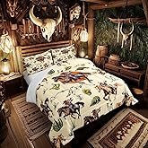 Western Bedding Sets,Cowboy Bedding Set Southwest Country Ranch Life Comforter,Desert Cactus Country Theme Bedroom Decor Duvet Set for Boys Men Teens,Rustic Brown Duvet Insert 2 Pieces,Twin Size