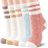 Comfoex Kids Fuzzy Socks Girls Slipper Soft Fluffy Cozy Cabin Warm Winter Home Socks 5 Pairs for Age 4-14