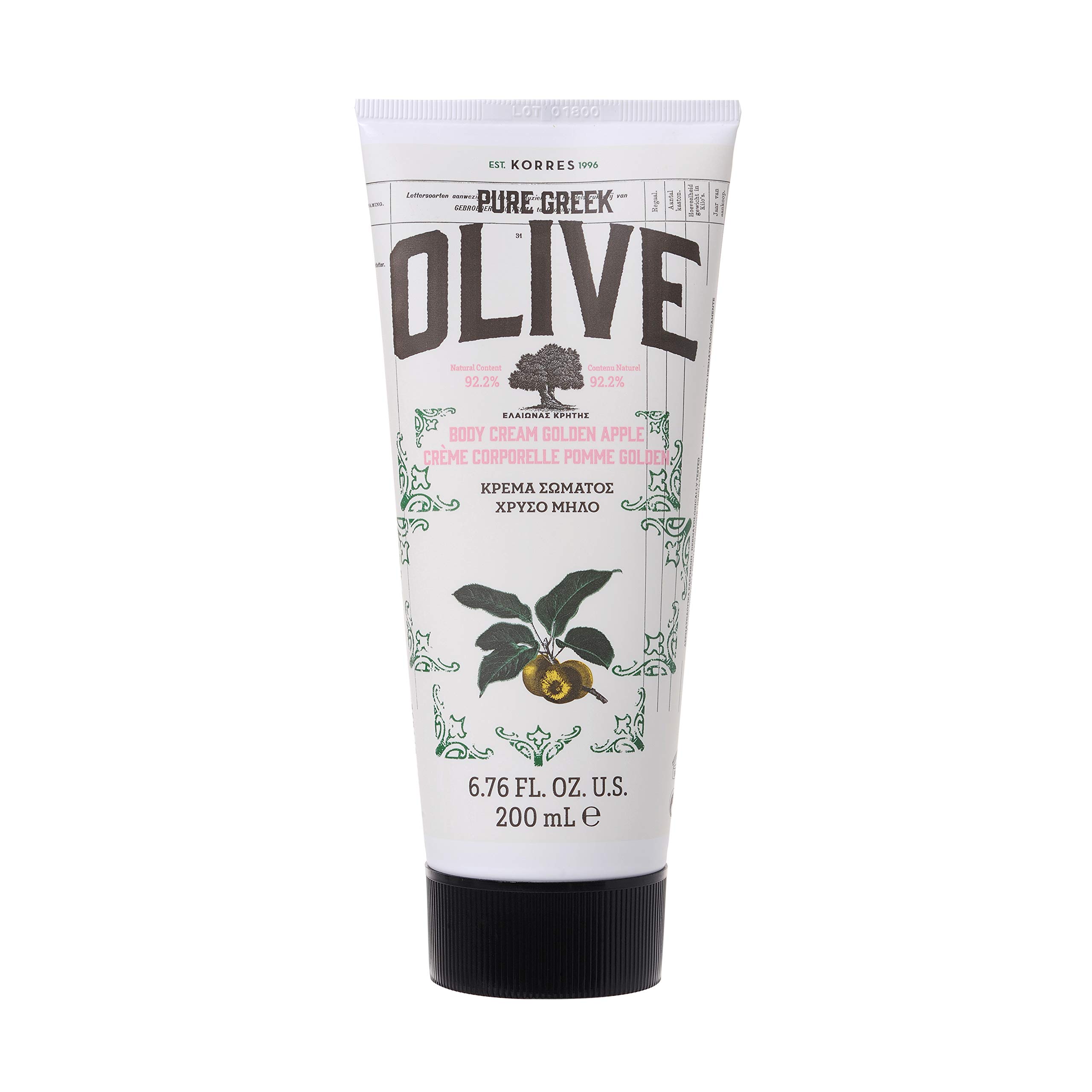 Korres Pure Greek Olive & Golden Apple Body Cream 200ml, Vegan