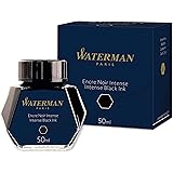 Waterman 50ml Ink Bottle for Fountain Pens, Intense Black Ink (S0110710)