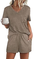 RUBZOOF Pajamas for Women Shorts Set V Neck Casual