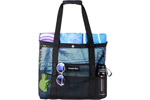 OCOOPA Diveblues Mesh Beach Bag for Women, Lightweight Travel Foldable Tote Bag for Sand Toys, Pool, Beach Accessories