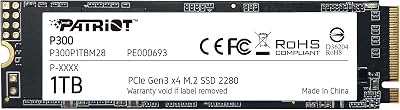 Patriot P300 1TB M.2 PCIe Gen 3 x4 NVMe SSD Low Power P300P1TBM28