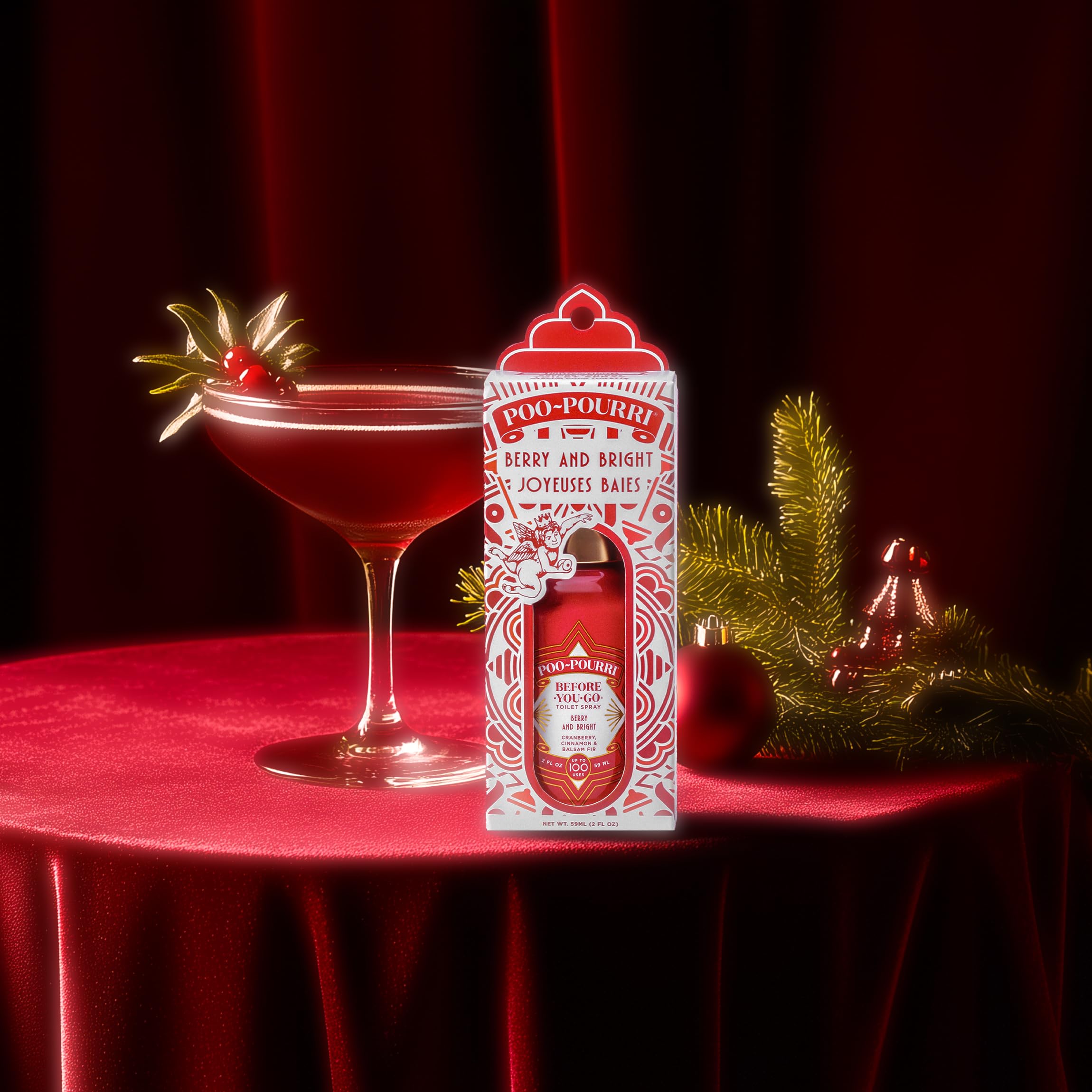 Poo-Pouri Before-You-Go Holiday Toilet Spray, Berry and Bright, 2 Fl Oz - Cranberry, Cinnamon and Balsam Fir