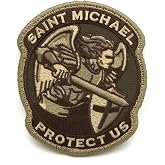 Saint Michael Modern Morale Patch (Multicam (OCP)) | Embroidered Saint Michael design, hook-and-loop backing, fits admin panels, sleeve pockets &amp; backpacks. By Mil-Spec Monkey.