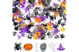 HADDIY Halloween Sensory Bin Filler,300 Pcs Mini Acrylic Pumpkin Ghost Skull Gems Vase Fillers for Halloween Centerpieces Table Decorations,Table Scatters,Preschool Counting and Craft