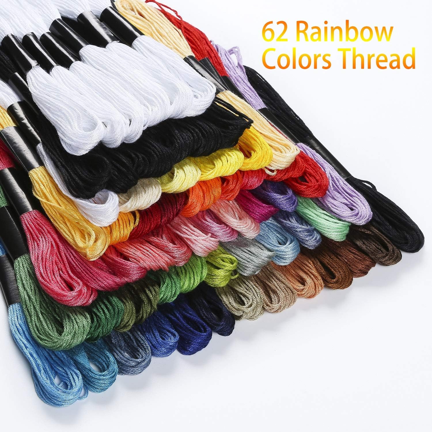 Peirich 50 Colors Embroidery Floss with 6 Black & 6 White Skeins Stranded Cross Stitch Floss Friendship Bracelets String Embroidery Thread with 12 Pieces Floss Bobbins - Image 3