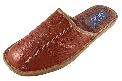 Natural Line Herren Leder-Hausschuhe, mit orthopädischer Innensohle Oder mit Wolle gefüttert, erhältlich in Verschiedenen Far