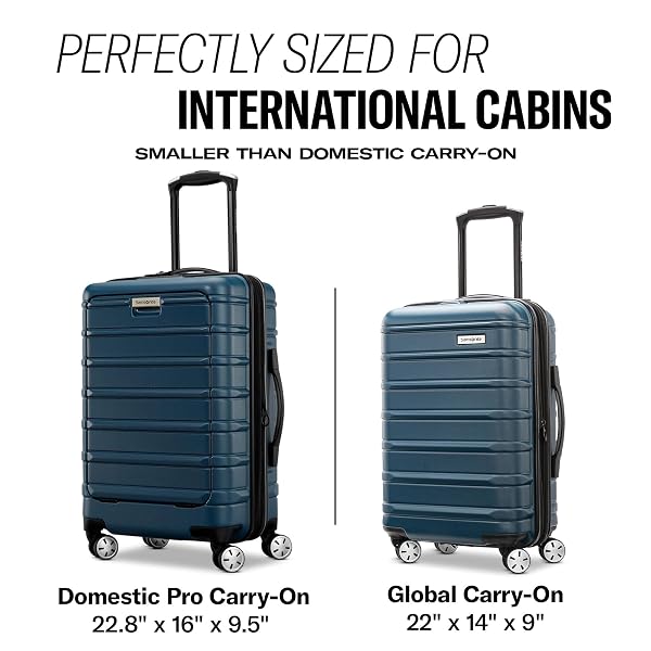 SAMSONITE OMNI 2 GLOBAL CARRY-ON SPINNER LUGGAGE – COMPACT SIZE FOR INTERNATIONAL TRAVEL – AIRLINE-APPROVED – FEATURES EXPANDABLE POLYCARBONATE SHELL, 360° WHEELS, USB POWER HUB – PURPLE