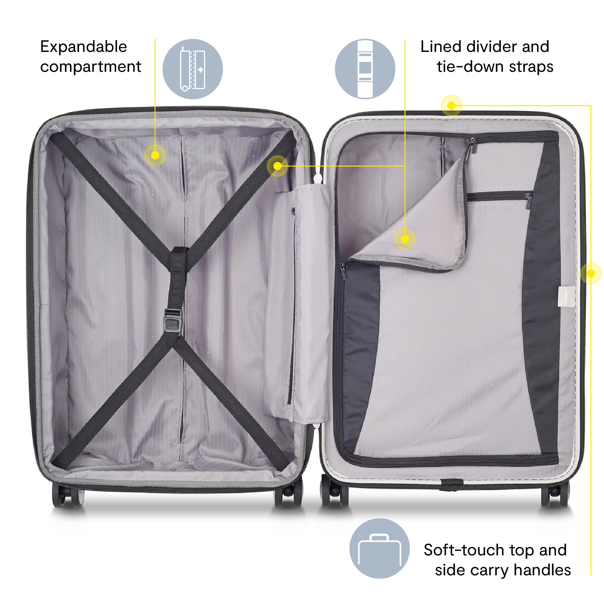 DELSEY PARIS Titanium Hardside Expandable Luggage with Spinner Wheels Carry-On Luggage, Graphite, Carry-On 19 Inch