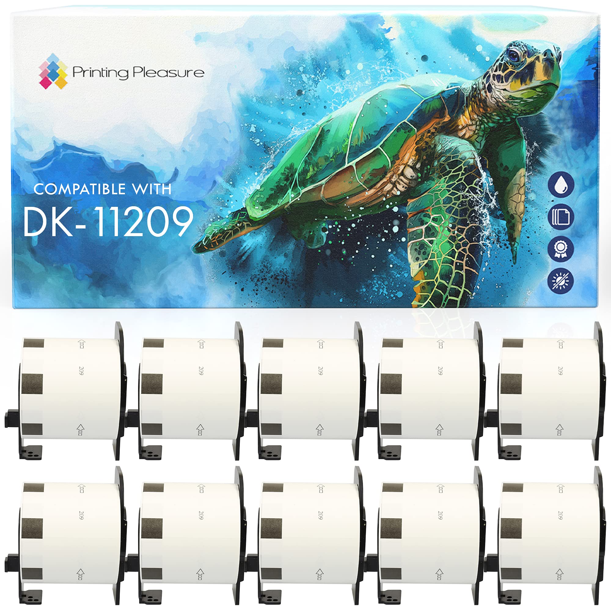 Printing Pleasure 10x DK-11209 29mm x 62mm White Standard Address Labels (800 Labels per Roll) Compatible with P-Touch QL-500 550 570 700 710W 720NW 800 810W 820NWB 1100 1110NWB Label Printers