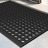 Mibao Front Door Mat, Heavy Duty All Weather Dirt Trapping Waterproof Non-Slip Drainage Welcome Entrance Doormat, Mud Mat for