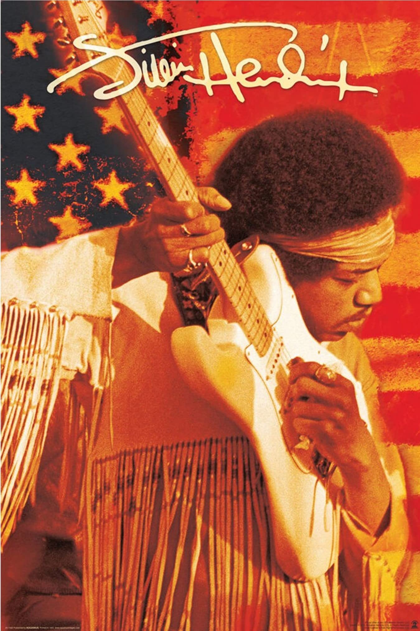 buyartforless Jimi Hendrix Flag - Woodstock 1969 Star Spangled Banner 36x24 Music Art Print Poster