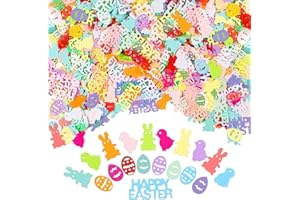 YYBD 100Pcs Easter Confetti PVC Glitter Confetti Set Easter Grass Crinkle Cutouts Bunny Egg Decorations Blue Yellow Green Pin