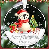 Penguin Christmas Ornament 2025 - Cute Penguin Ornaments for Christmas Tree - Penguins Gifts for Women, Men, and Animal Lovers - Adorable Holiday Penguins Decoration - Acrylic Ornament