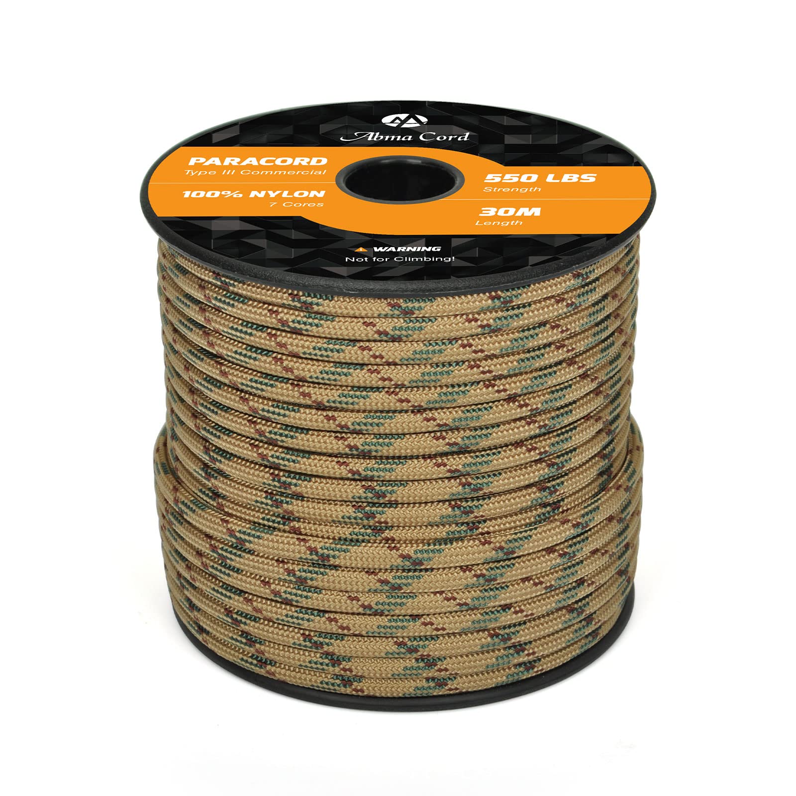 Abma Cord Paracord 550 4mm Nylon Rope Type III 7 Strands Parachute Cord - Max. 250kg (550lbs) - Military Camo Series