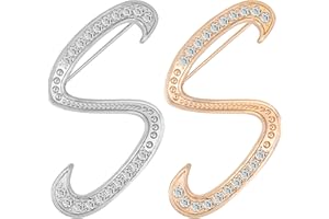 HAFILO 2 pack initial letter brooch pin for women girl 26 letters A-Z fashion brooches collar pins Gold silver