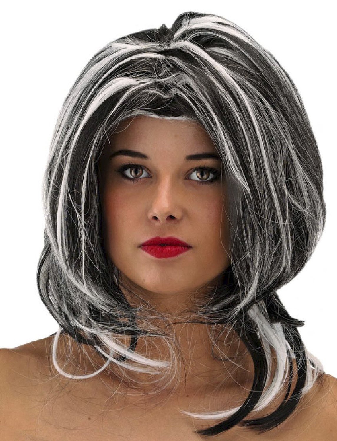 Folat - Black and White Hair Wig with Waves - One Size
