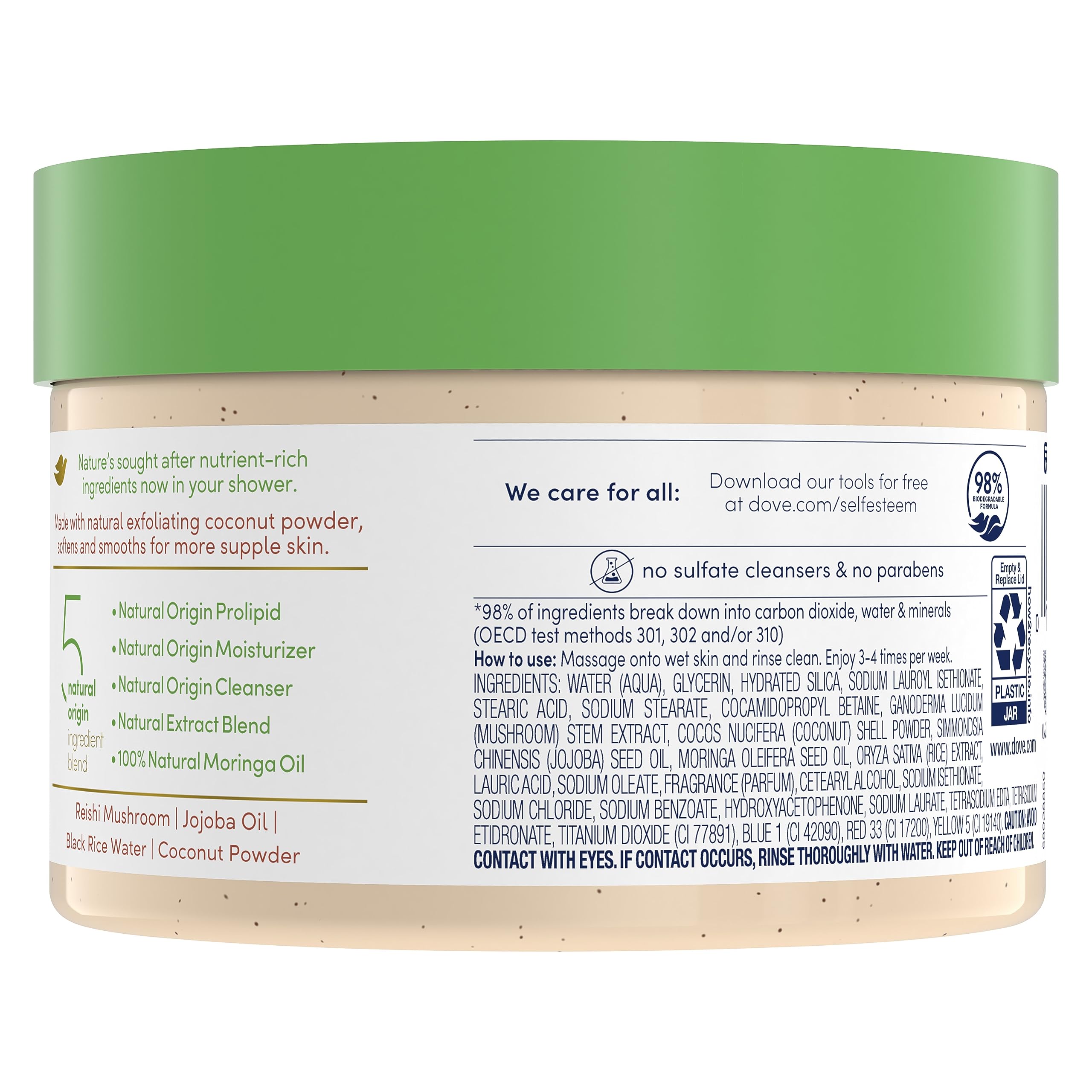 Dove Powered By Nature Smoothing Body Polish Exfoliating With 5 Natural Origin Ingredient Blend For Skin Care 10.5 oz (Pack of 1)