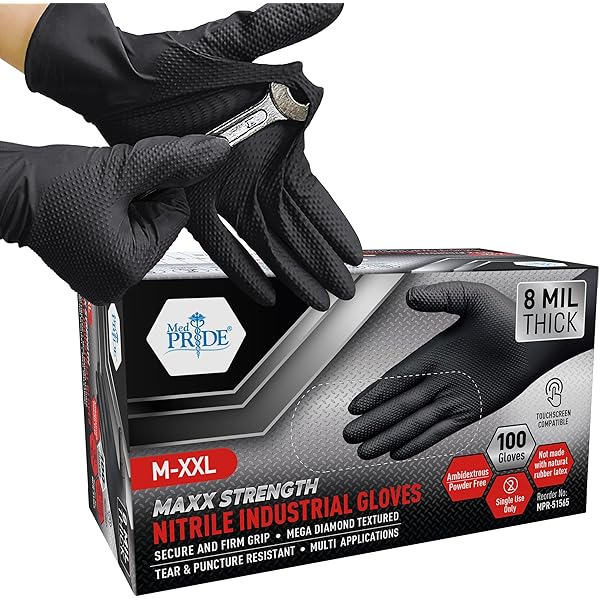 Hardy 7 mil Nitrile Powder Free Gloves 50 Pc (Large) - 2 BOXES