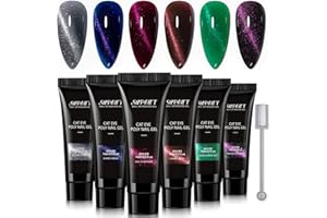 Poly Nail Gel Kit SUPGIFT 6 Colors Cat Eye Glitter Extension Builder Gel Nail Enhancement Nail Thickening Solution for Beginner Starter Specialist Professional Nail Art Manicure DIY Design Salon