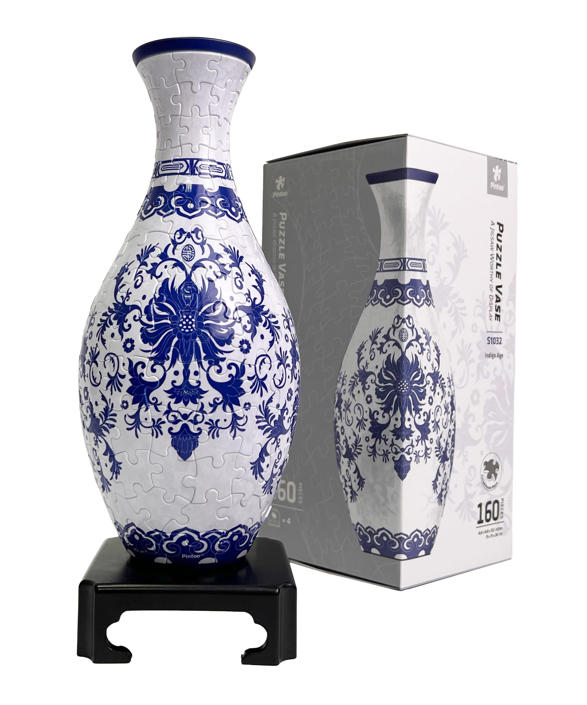 Pintoo 3D Puzzle Vase for Adults – Indigo Age, 160 Pieces, DIY Unique Flower Vase, Home Decor & Creative Gift [S1032] (Classic)