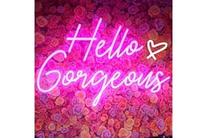 Hello Gorgeous Neon Sign Hello Beautiful Pink LED Neon Lights for Home Wedding Birthday Backdrop Bacelorette Party Wth Dimmab