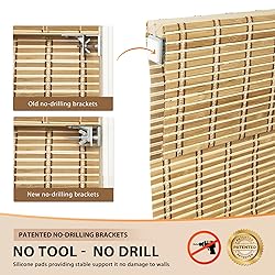 LazBlinds No Tools No Drill Cordless Bamboo Roman