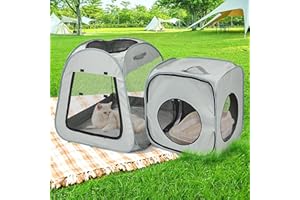RYOIZEN Royizen Puppy Cat Tent Playpen, Foldable Waterproof Dog Crate Kennel Indoor Outdoor, Portable Playpen Kitten and Small Pets Pop Up Kennel, Cat Travel Carrier with Litter Box Enclosure