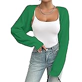 YUNLORIA Women's Bolero Shrug Sweater Rib Knitted Long Sleeve Open Front Cropped Cardigan Y2K Tops